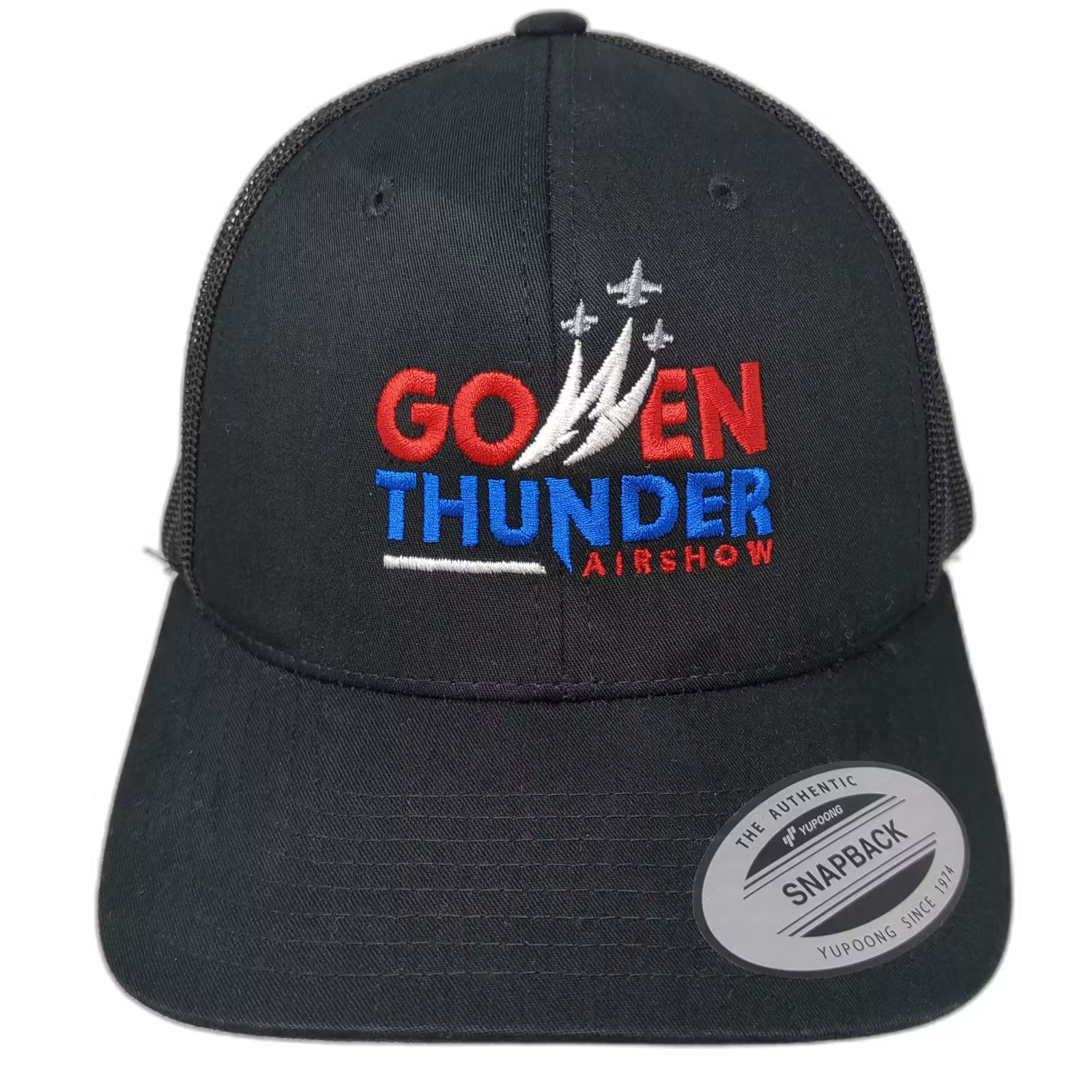 Yupoong Trucker Hat Black Red Gowen Thunder Airshow Os Snapback Embroidered
